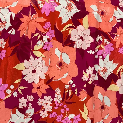 Liganete Estampada - Floral Tons de Vermelho - 1,60m de Largura