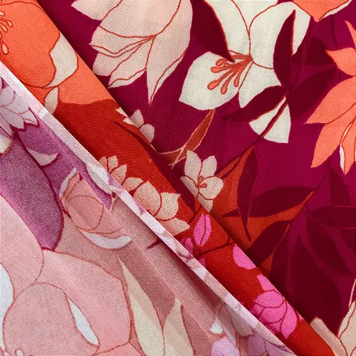 Liganete Estampada - Floral Tons de Vermelho - 1,60m de Largura