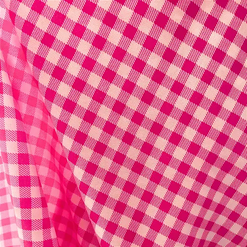 Tricoline Estampado 100% Poliéster - Xadrez Pink 7mm - 1,50m de Largura
