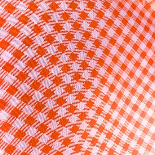 Tricoline Estampado 100% Poliéster - Xadrez Laranja 7mm - 1,50m de Largura