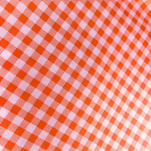 Tricoline Estampado 100% Poliéster - Xadrez Laranja 7mm - 1,50m de Largura