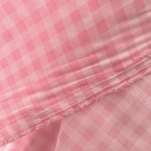 Tricoline Estampado 100% Poliéster - Xadrez Rosa Claro - 1,50m de Largura
