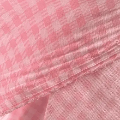 Tricoline Estampado 100% Poliéster - Xadrez Rosa Claro - 1,50m de Largura