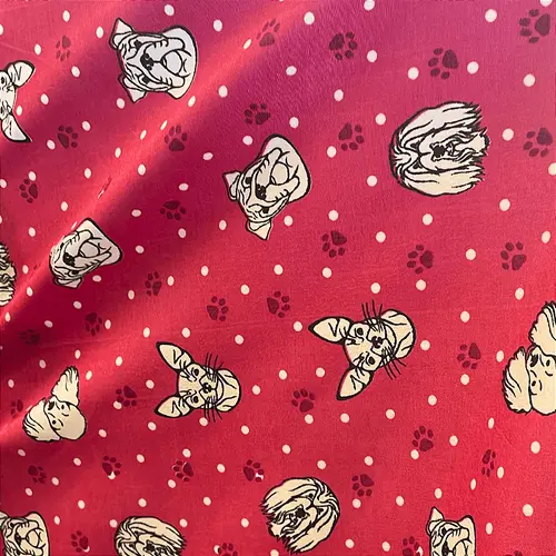 Tricoline Estampado 100% Poliéster - Pet Cão Fundo Rosa - 1,50m de Largura