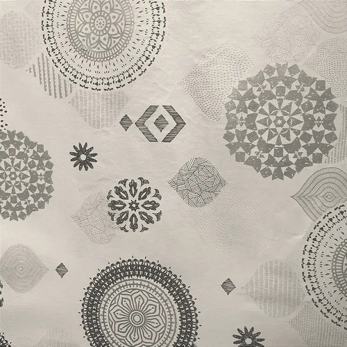 Plástico Térmico Estampado - Vitral Geométrico Cinza - 1,40m de Largura