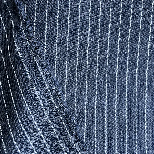 Linho Risca de Giz - Azul Marinho - 1,50m de Largura