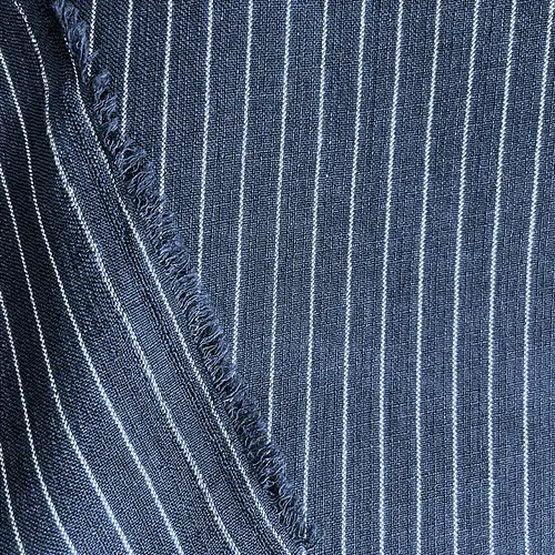 Linho Risca de Giz - Azul Marinho - 1,50m de Largura