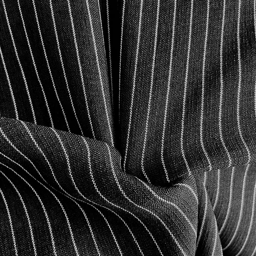 Linho Risca de Giz - Preto - 1,50m de Largura