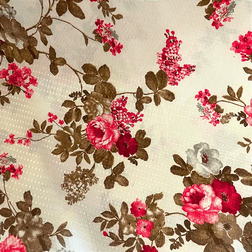 Gorgurinho - Ramagem Floral Rosa e Branco - 2,50m de Largura