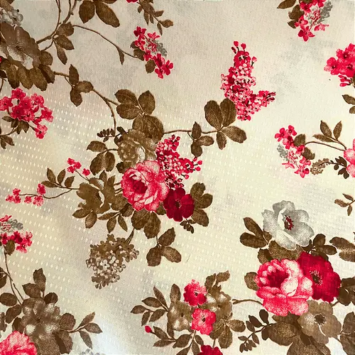 Gorgurinho - Ramagem Floral Rosa e Branco - 2,50m de Largura