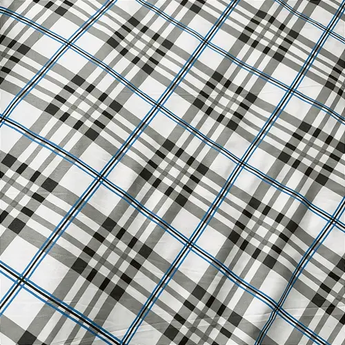 Percal 300 Fios Estampado Poliéster - Xadrez Preto e Azul - 2,50m de Largura