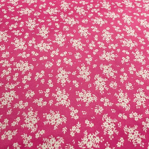 Tricoline Estampado 100% Poliéster - Ramagem Fundo Rosa - 1,50m de Largura