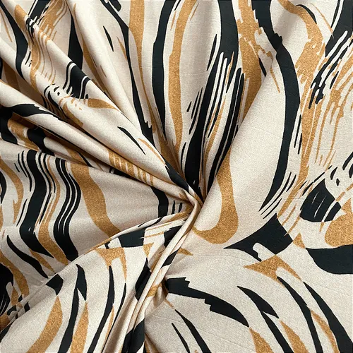 Viscolycra Estampada - Abstrato Amarelo e Preto