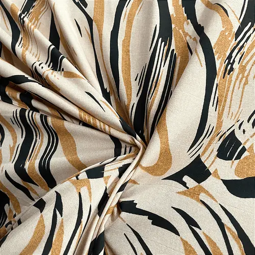 Viscolycra Estampada - Abstrato Amarelo e Preto