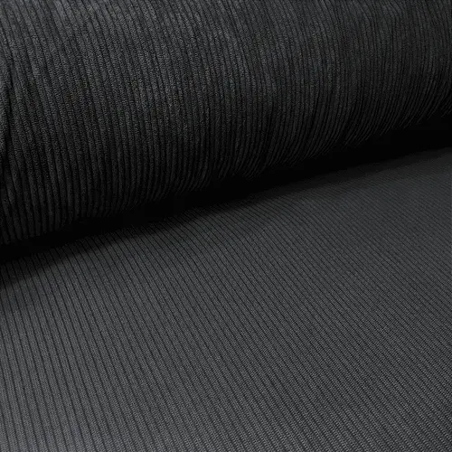 Tecido Veludo Cotelê com Elastano - Preto - 1,50m de Largura | Estrutura, Conforto e Estilo Retrô-Chic