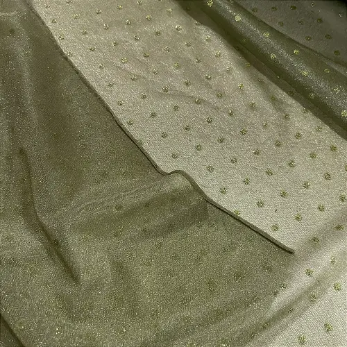 Tule Poá Brilhante - Verde Oliva - 1,50m de Largura