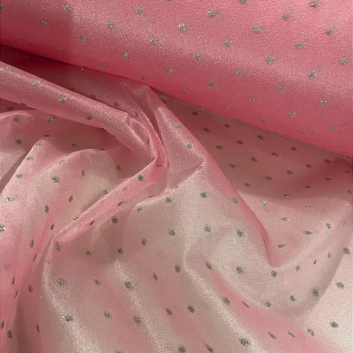Tule Poá Brilhante - Rosa Claro - 1,50m de Largura