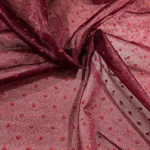 Tule Poá Brilhante - Marsala - 1,50m de Largura