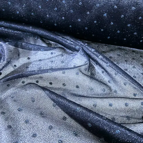 Tule Poá Brilhante - Azul Marinho - 1,50m de Largura