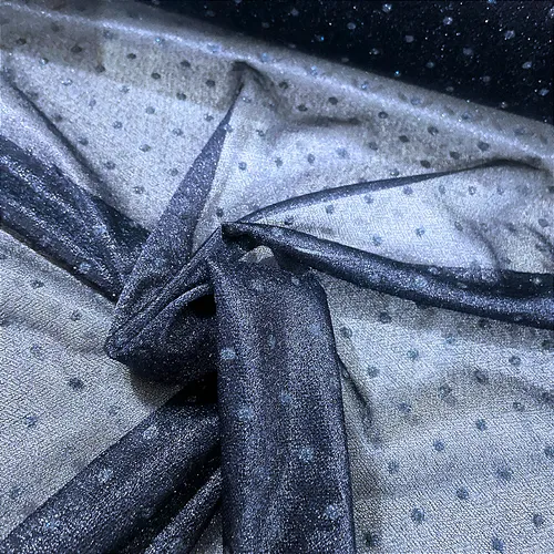 Tule Poá Brilhante - Azul Marinho - 1,50m de Largura