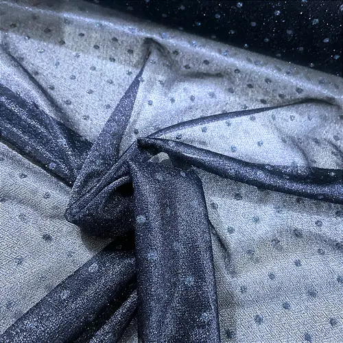 Tule Poá Brilhante - Azul Marinho - 1,50m de Largura