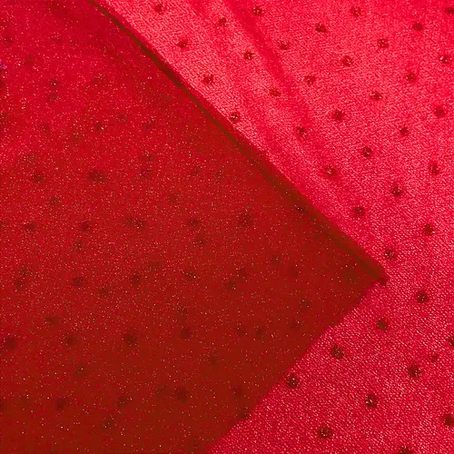 Tule Poá Brilhante - Vermelho - 1,50m de Largura