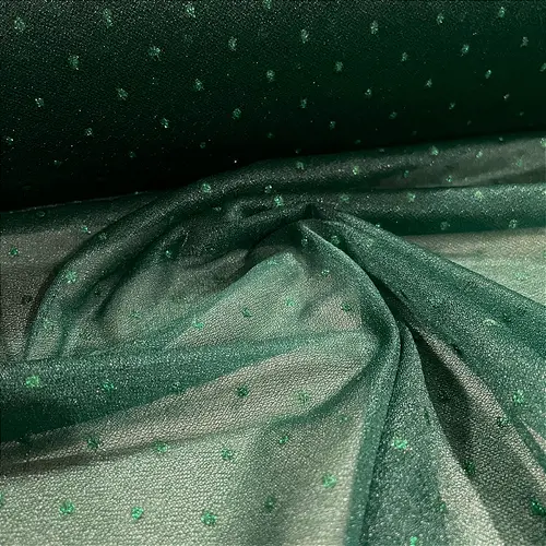 Tule Poá Brilhante - Verde Esmeralda - 1,50m de Largura