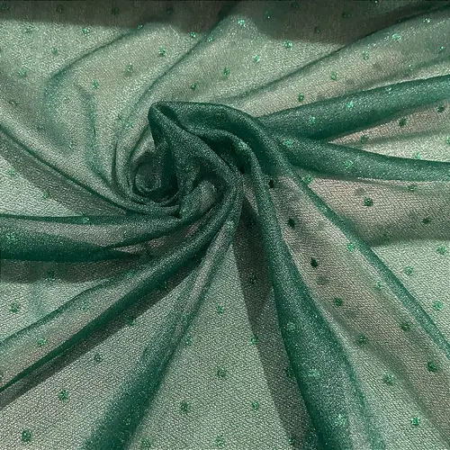 Tule Poá Brilhante - Verde Esmeralda - 1,50m de Largura