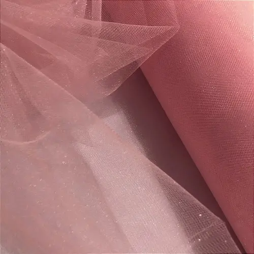 Tecido Tule com Brilho - Rose - 3,20m de Largura