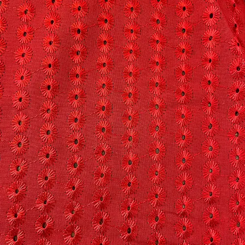 Laise Bordado Austríaco - Pontos Vermelho - 1,30m de Largura