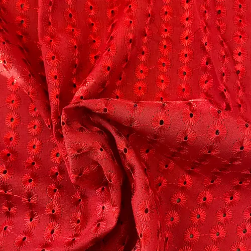 Laise Bordado Austríaco - Pontos Vermelho - 1,30m de Largura