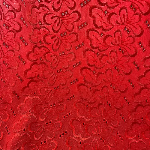 Laise Bordado Austríaco - Borboleta Floral Vermelho - 1,30m de Largura