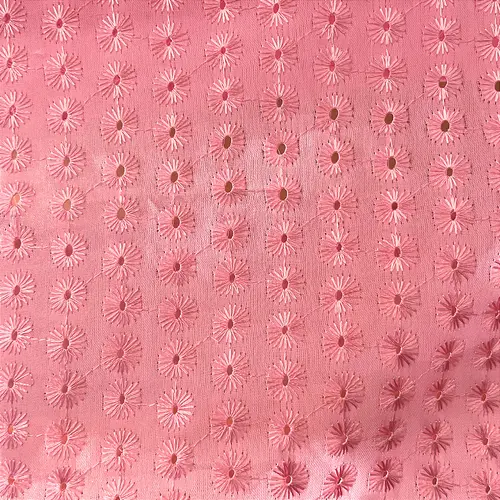 Laise Bordado Austríaco - Pontos Rosa Claro - 1,30m de Largura