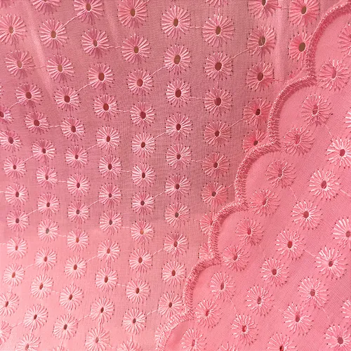 Laise Bordado Austríaco - Pontos Rosa Claro - 1,30m de Largura