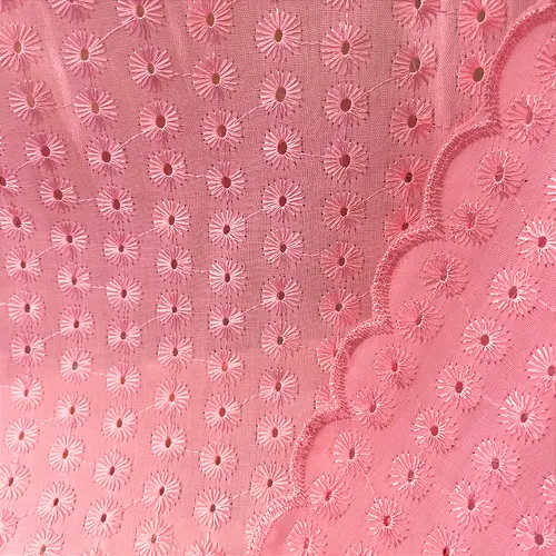 Laise Bordado Austríaco - Pontos Rosa Claro - 1,30m de Largura