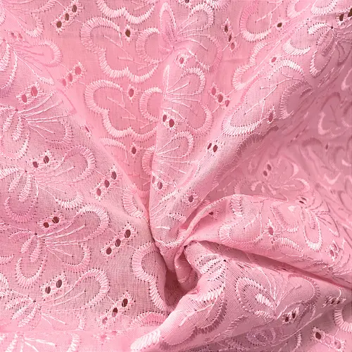 Laise Bordado Austríaco - Borboleta Floral Rosa Claro - 1,30m de Largura