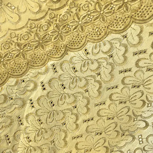 Laise Bordado Austríaco - Borboleta Floral Amarelo - 1,30m de Largura