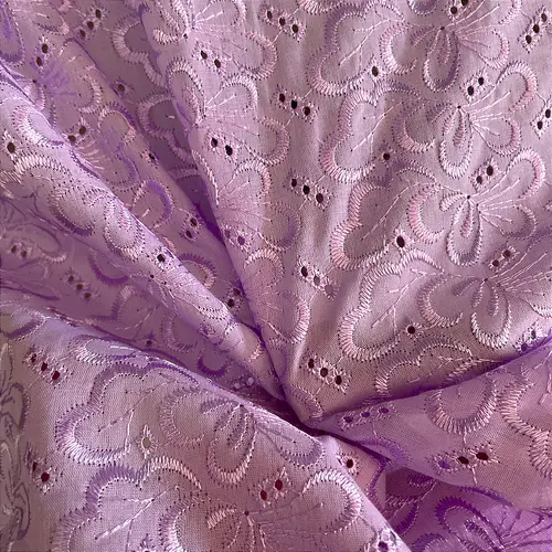 Laise Bordado Austríaco - Borboleta Floral Lilás - 1,30m de Largura