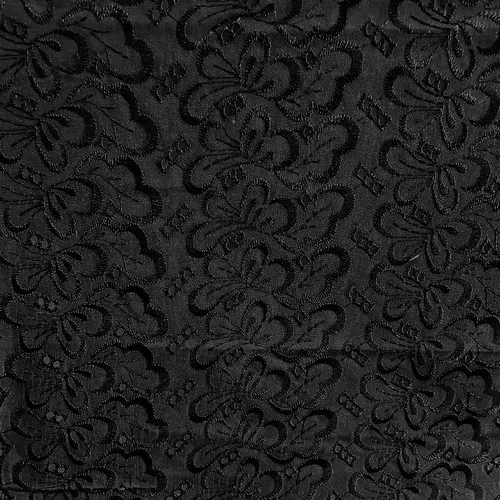 Laise Bordado Austríaco - Borboleta Floral Preto - 1,30m de Largura