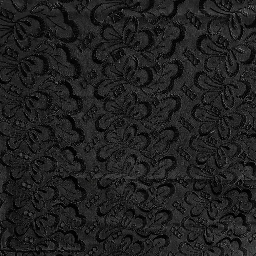 Laise Bordado Austríaco - Borboleta Floral Preto - 1,30m de Largura