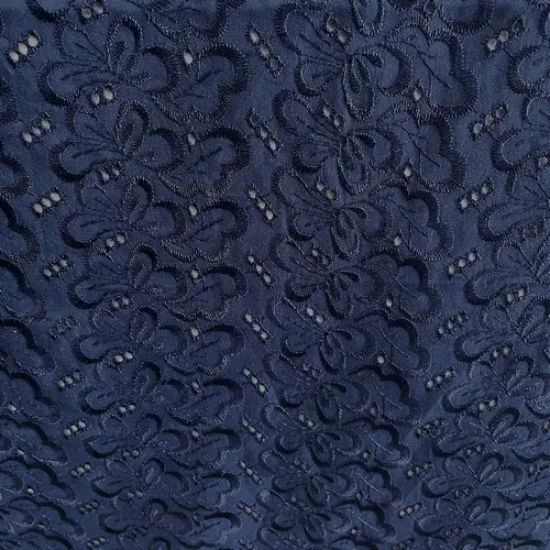 Laise Bordado Austríaco - Borboleta Floral Azul Noite - 1,30m de Largura
