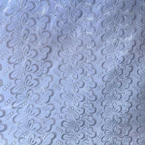 Laise Bordado Austríaco - Borboleta Floral Azul Claro - 1,30m de Largura