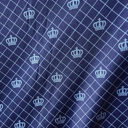 Tricoline Estampado Poliéster - Coroa Azul Marinho - 1,50m de Largura