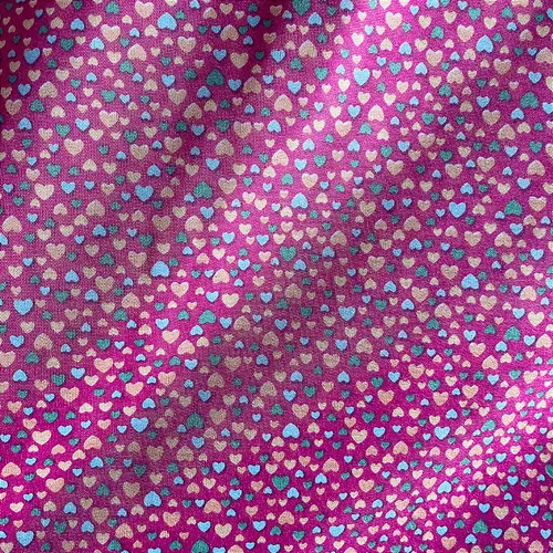 Tricoline Estampado Poliéster - Coração Fundo Rosa - 1,50m de Largura