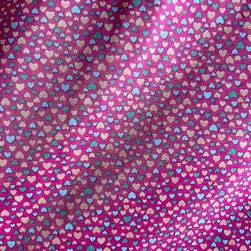 Tricoline Estampado Poliéster - Coração Fundo Rosa - 1,50m de Largura