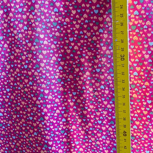 Tricoline Estampado Poliéster - Coração Fundo Rosa - 1,50m de Largura