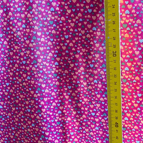 Tricoline Estampado Poliéster - Coração Fundo Rosa - 1,50m de Largura