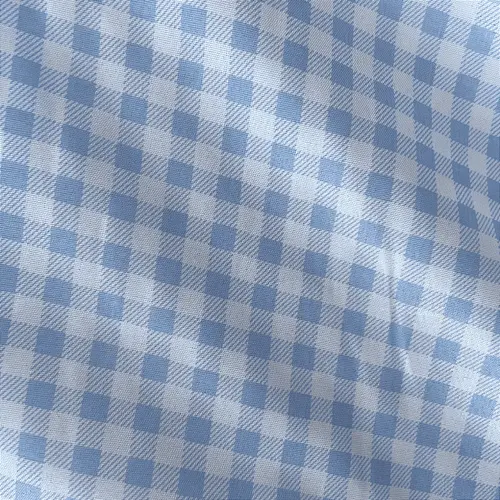 Tricoline Estampado 100% Poliéster - Xadrez Azul Claro 7mm - 1,50m de Largura