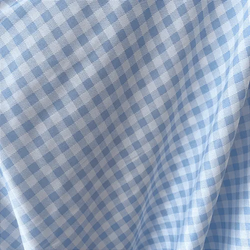 Tricoline Estampado 100% Poliéster - Xadrez Azul Claro 7mm - 1,50m de Largura
