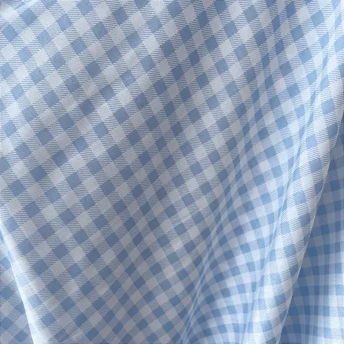 Tricoline Estampado 100% Poliéster - Xadrez Azul Claro 7mm - 1,50m de Largura